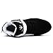 QANSI Men's Classic Leather High Top Lace Up Sneakers Sports Shoes Black/White 10.5 M US