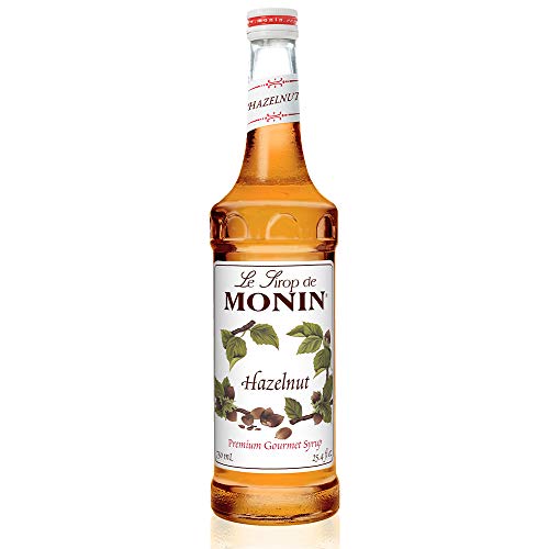 Monin - Hazelnut Syrup, Nutty Taste of Caramelized Hazelnut, Natural Flavors, Great for Mochas, Lattes, Smoothies, Shakes, and Cocktails, Vegan, Non-GMO, Gluten-Free (750 Milliliters)