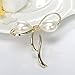 OCTCHOCO Bow Brooches Imitation Pearl Simple Bowknot Clip Pin for Women Dress Shawl (Gold)