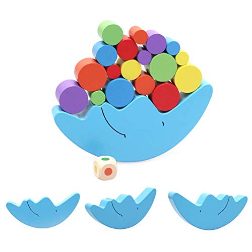 image for SITELLY Interesting Wooden Moon Balancing Frame Colorful Block Buildin