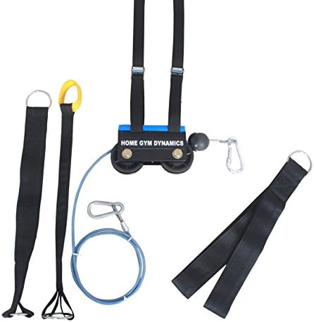 HOME GYM DYNAMICS Tricep/Lat Pulldown Double Pulley Cable Attachment With Cam Buckle Lashing Straps.