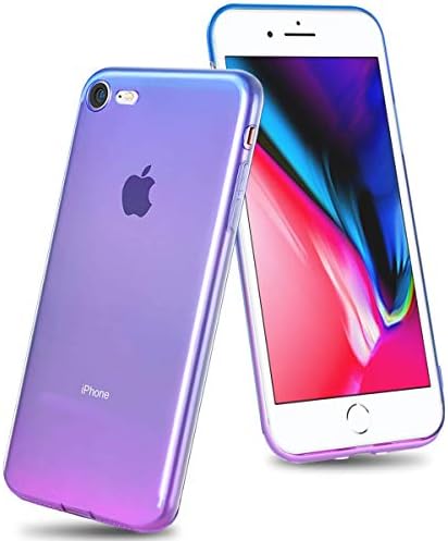 Airror Phone Case Compatible with iPhone 8 iPhone 7 Cases, Clear Multi-Color Gradients Slim Case, Impact Resistant Protective Soft TPU Cover [ Support Wireless Charging ] - Blue & Purple 1191