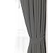 Blackout Room Darkening Curtains Window Panel Drapes - Grey Color 1 Panel- 52 inch wide by 63 inch long each panel 8 Grommets Rings per panel, 1 Tie Back included - by Utopia Bedding