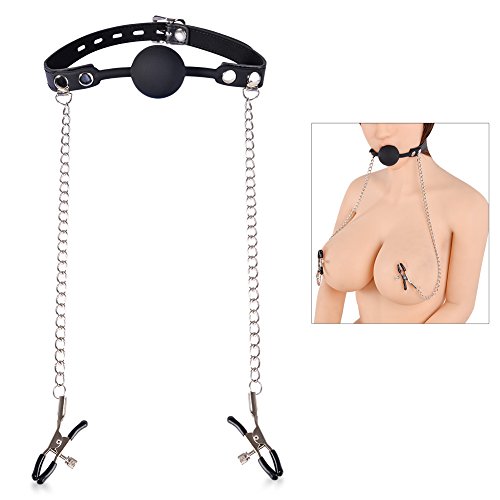 Utimi sm ball gag with lock and nipple clamps