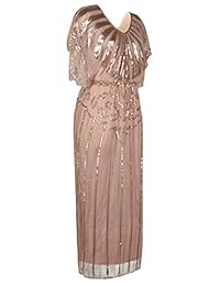 PrettyGuide - Vestido flapper para mujer, diseño de lentejuelas, manga angular, maxi formal