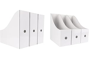 Limitliho Magazine Holde ( White, 6 Pack), Magazine File Holder for Home, Office, Desk, 10.6'' H×10.2'' L ×3.5''W Magazine Storage Box