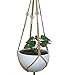 4 Legs Macrame Natural Jute and Cotton Rope Plant Hanger &Holder and Metal Ring, 52-inches Length (Without The White Pot) (Jute-Brown)