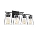 Savoy House 8-1020-4-BK Calhoun Modern Bohemian Clear Glass Bathroom Vanity Wall Light, 4-Light 240 Total Watts, 9