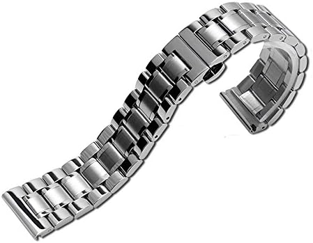MSTRE JG04 Stainless Steel Metal Clasp Buckle Wrist Strap For Citizen/Tissot/Seagull Watches (21mm, silver)