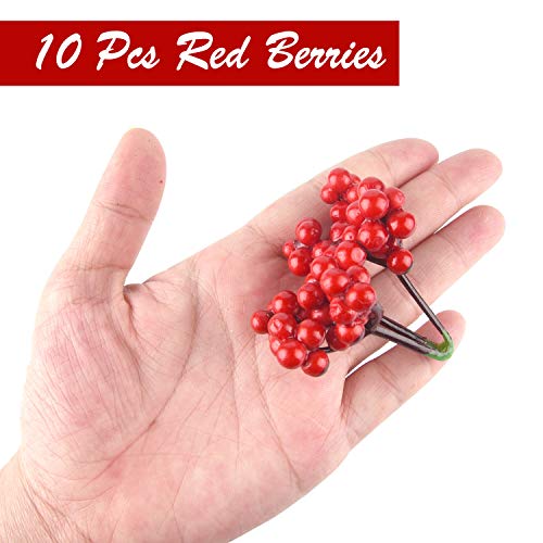 TUPARKA 30 Pcs Artificial Red Christmas Poinsettia Flowers and Holly Berries for Christmas Tree Ornaments Decorations, Christmas Flowers Wreath Decorations Holiday Seasonal Crafts Supplies - Thumbnail 3