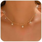 NONAMOIS 18K Gold Plated Simulated Diamond Pendant Necklaces for Women Dainty Gold Circle Cubic Zirconia Star Station Choker Necklace Trendy Non Tarnish Wedding Prom Brides Jewelry Gifts