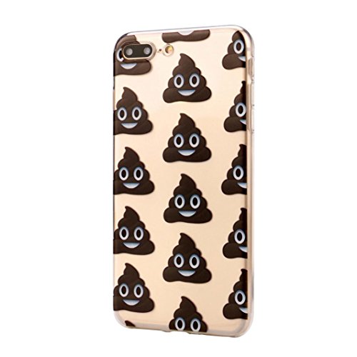Phone Case Cover for Iphone 8 Plus, Staron Funny Emoji Poo Design Soft TPU Phone Shell Anti-Scratch Drop Protection Case for Iphone 8 Plus 5.5 Inch (C)