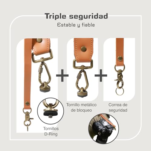 4J LEDR Photo Camera Strap, Professional Photographic Camera Strap for Photographic Camera, Camera Shoulder Strap, Leather Camera Strap, Multiple Camera Equipment for Dslr/Slr Strap | Arnés doble de cuero de grano completo para dos cámaras, bandolera doble ajustable con patrón en X para DSLR/SLR