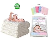 Qutie 10 Layer Muslin Cotton Dual Baby Blanket and Towel with Bamboo Baby Washcloth - White