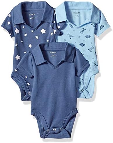 Hanes unisex-baby Ultimate Baby Flexy 3 Pack Short Sleeve Polo Bodysuits Hanes unisex-baby Ultimate Baby Flexy 3 Pack Short Sleeve Polo Bodysuits