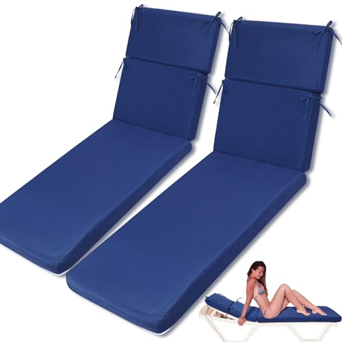 Photo 1 of SmoothNovelty 2 Pcs Indoor Outdoor Chaise Lounge Cushions 72''L x 21''W x 3''H Sponge Bench Cushions Outdoor Furniture Chaise Cushions Patio Chair Furniture Replacement Cushions (Dark Blue)