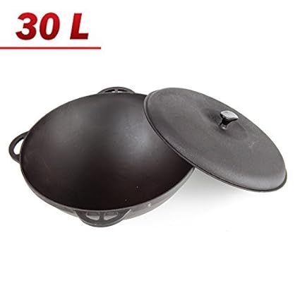 posylka.de Kazan Asien Topf mit Deckel aus Gusseisen, 30 Liter, ? 60 cm