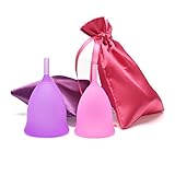 Menstrual Cups ULG 2-Pack Feminine Hygiene Cups with 2 Free Bags to Carry Small and Large (Pink and Purple) Alternative Option for Cloth Sanitary Napkins