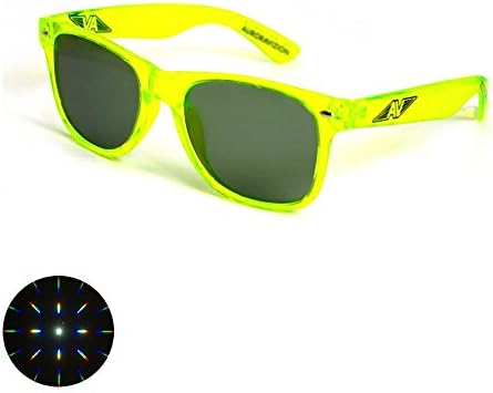 Emerald Tint Diffraction Glasses - Electric Green Frame