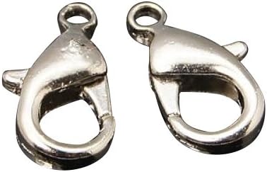 Pandahall 200 Pcs Brass Lobster Claw Clasps, Nickel Free, Platinum Color, about 12mm long, 7mm wide, 3mm thick, hole: 1mm
