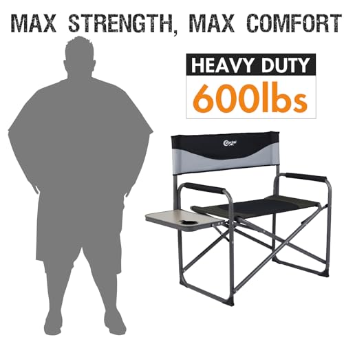 PORTAL Extra Wide Camping Adults XXL Folding Chair with Side Table for