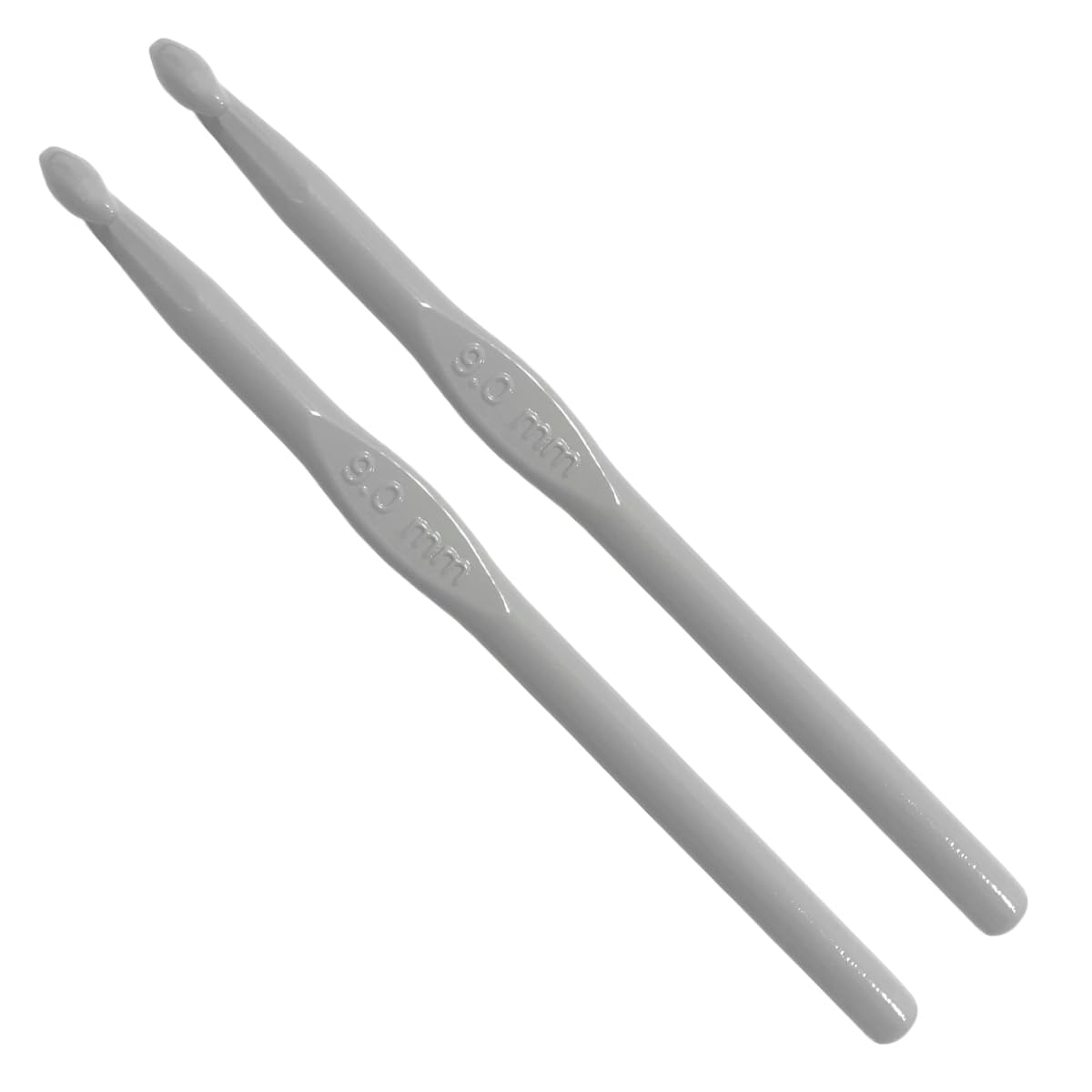 JYC CREATIVE 2 x Metal Crochet Needles, Ergonomic Soft, for Crafts, Knitting Scarves, Hats, Amigurumis, DIY, Ideal for Any Type of Pattern and Yarn (2 pcs, 9 mm)