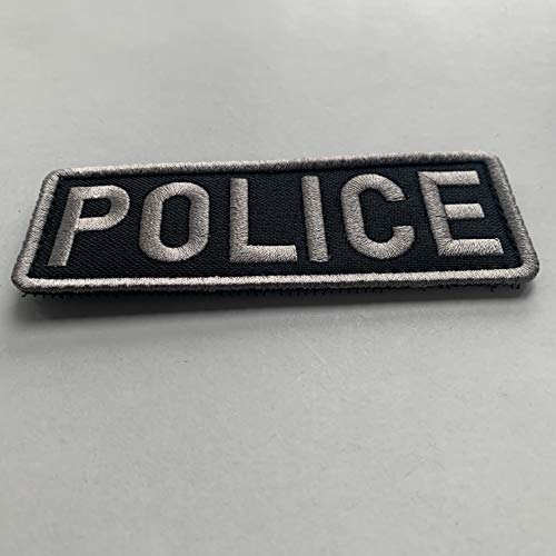 uuKen Small Subdued Gray Grey Embroidery US Police Vest Morale Patch 4x1.4 inch Back with Hook Fastener for Law Enforcement Police Tactical Vest Jacket (Gray, Regular 4"x1.4") - Thumbnail 2
