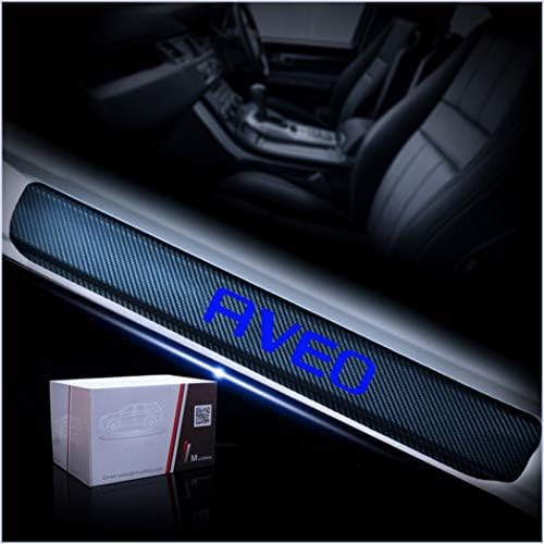 Tuqiang スカッフプレート ステッカー 適用 シボレー Aveo 傷防止 専用サイドステップ ブルー 炭素繊維製保護パーツ 汚れ防止 贈与 4個セット