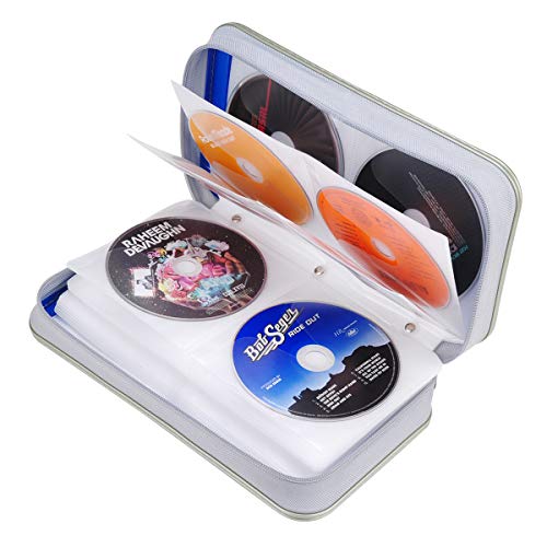CD DVD Wallet, Wismart 96 Capacity Heavy Duty Sturdy DVD Storage Hard Shell CD Disk Holder DVD Case VCD Wallets Blu-ray Media Case Storage Holder Organizer Wallet,96 Capacity (Blue) - Thumbnail 5