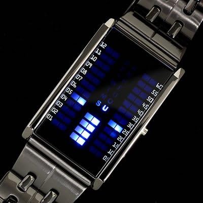 Amazon 近未来デザイン Ledウォッチ ガンメタリック 腕時計 ブルー 腕時計 腕時計 通販