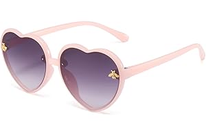 JINHUIBBA Kids Heart shaped Sunglasses Cute Bee Frame Age 3-10 UV400 Protection Fashion Sunnies for Outdoor Summer