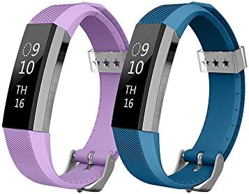ArrKn Silicone Replacement Wrist Strap for Fitbit Alta Smart Fitness Tracker Accessory (2 pieces - Purple / Navy)