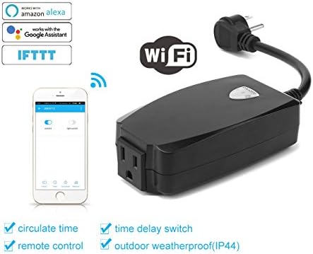 Weatherproof IP44 Wi-Fi Smart Socket Outlet US Plug, Turn ON/OFF for Household Appliances, Black