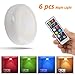 YLCVBUD 6 Pack RGB Under Cabinet LED Lighting fixtures Closet Lights Wireless LED Puck Lights 16 Colors 3 Modes with Remote Control Timer Function Battery Powered Dimmable(only White)