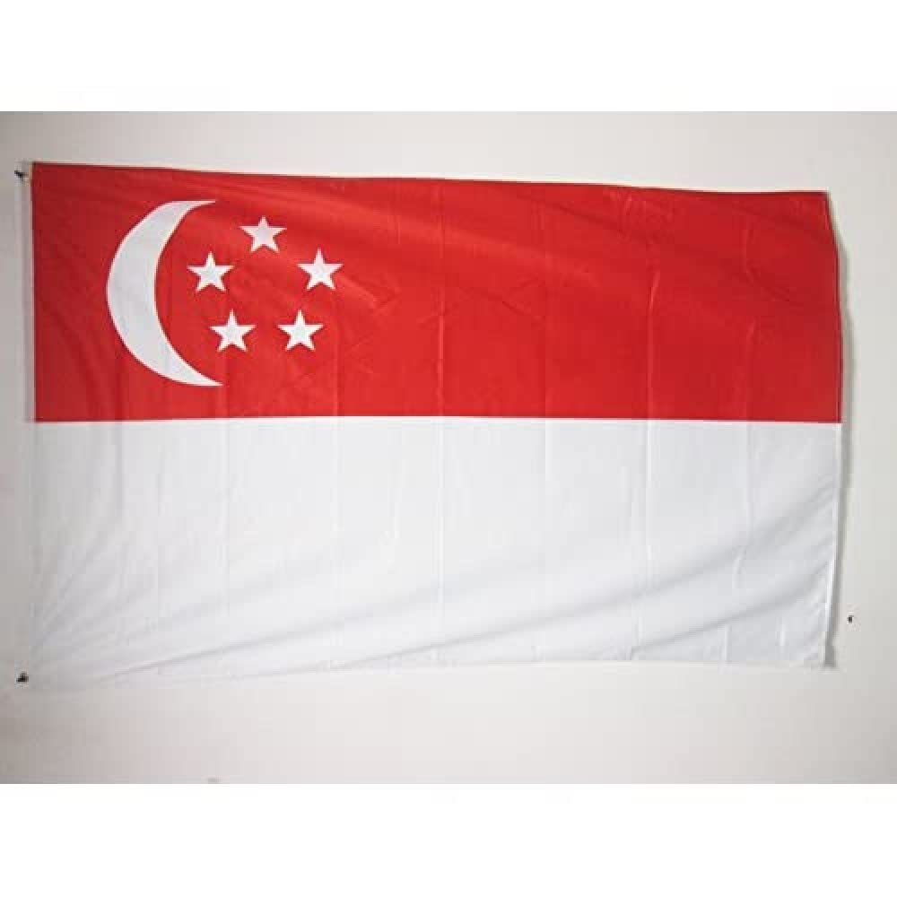 AZ FLAG - Singapore Flag - 3x5 Ft - For Outdoor - Singaporean Banner Knitted Polyester with Two Plastic Rings - Fade Resistant - Vivid Colors - 3' x 5' Feet - 150x90 Cm