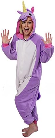 Kaguster Unisex-adult Kigurumi Onesie Unicorn Pajamas Costume (L, Purple)