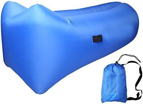 Inflatable Air Lounger Portable Air Sofa with Carry Bag,Pockets &amp; Anchor Made of Durable 210D Parachute for Indoor/outdoor, Camping, Beach, Park, Backyard (blue)