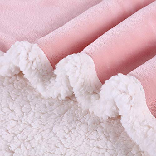Homelike Moment Sherpa Fleece Throw Blanket Pink Warm Sherpa Bed