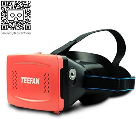 TEEFAN Plastic Magnet Function Adjustable Pupil Distance Google Cardboard 3D VR Headset 3D Virtual Reality Kit Game Movie Video Glasses for iPhone Samsung HTC Nexus LG with Full Amount Headband (Red)