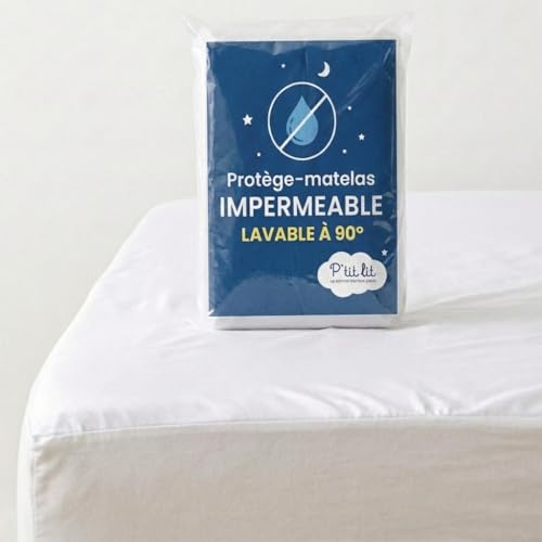 P'TIT Lit - Mattress Protector 80 x 160 cm - Waterproof Baby Mattress Cover - for Cottage Bed Mattress - Washable at 90 °C - Breathable and Quiet - No Chemical Treatment