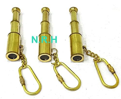 Key Chen Brass Telescop 3" Set of 3- Keyring Nautical Decor Home Decoration Best Gift