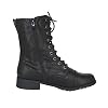 Forever-Link-Womens-Round-Toe-Military-Lace-up-Knit-Ankle-Cuff-Low-Heel-Combat-Boots