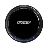CHOETECH Wireless Charger, Aluminum Alloy Qi Wireless Charging Pad Compatible iPhone Xs Max/XS/XR/X/8/8 Plus,Samsung Galaxy Note 10/S10/S10+/S10E/S9, New AirPods and More All Qi-Enabled Phones(Black)