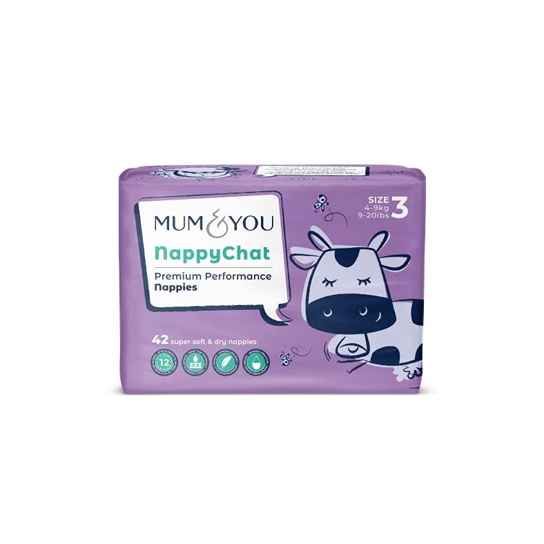 Mum & You Nappychat Premium Performance Eco Diapers, Size 3 (42 Diapers) Smart Tube Technology. Leak Protection. 100…