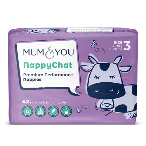 Mum & You Nappychat Premium Performance Eco Diapers, Size 3 (42 Diapers) Smart Tube Technology. Leak Protection. 100…