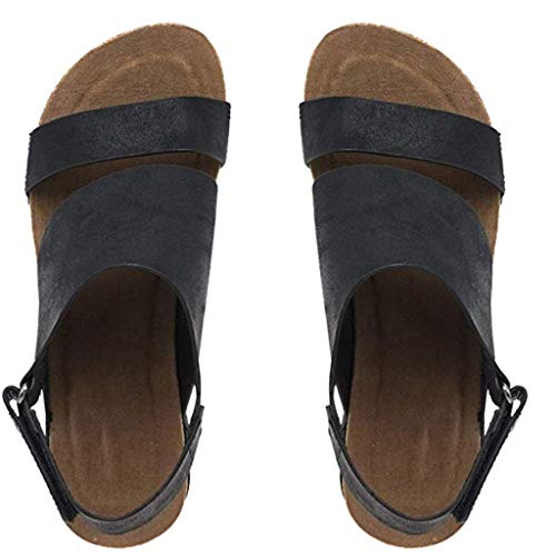Alimao Ladies Sandals Size 9 Women Chic Espadrille Wedges Adjustable Buckle Sandals Women's Wedges Sandal Open Toe Ankle Strap Roman Sandals for Girls - Thumbnail 4