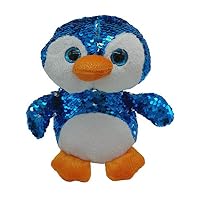 LMC Products Reversible Sequin Penguin Plush - Flip Sequin Stuffed Animal Penguin - Blue to Silver