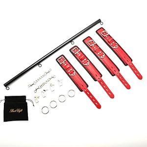 exreizst 3 in 1 Spreader Bar Set with Adjustable Straps Sports Exrecise Training Tool, Black and Red