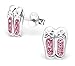 KIWI DAISY .925 Sterling Silver Ballerina Ballet Shoes/w Pink Crystals Children's Stud Earrings (Nickel Free)