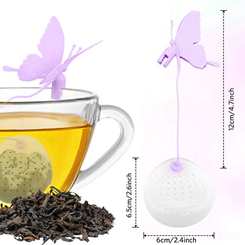 Tvoip Teesieb in Schmetterlingsform, ungiftig, wiederverwendbar, Silikon, 5 Stück – Bild 5